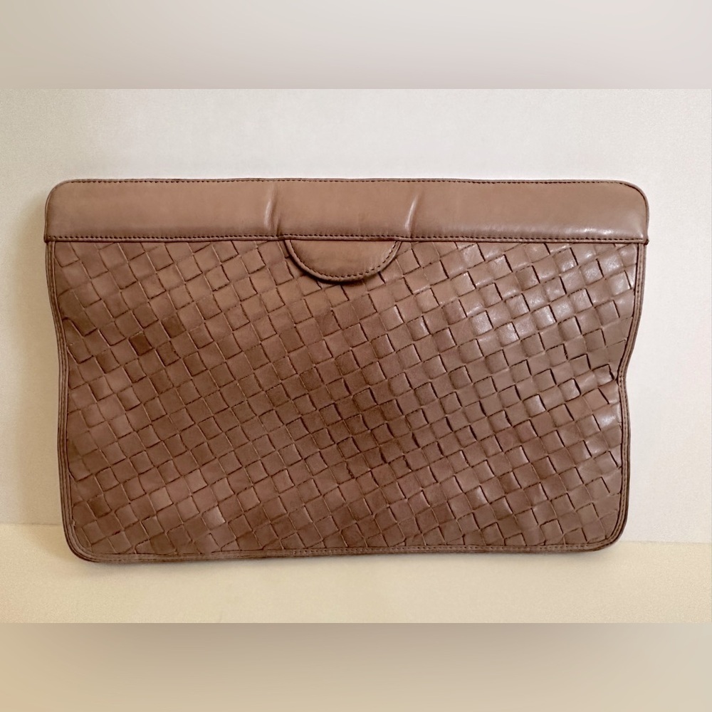 Morris Moskowitz Brown Woven Leather Bag